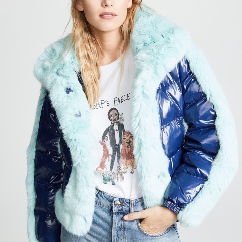 Opening Ceremony Daydreamer blue faux fur jacket
